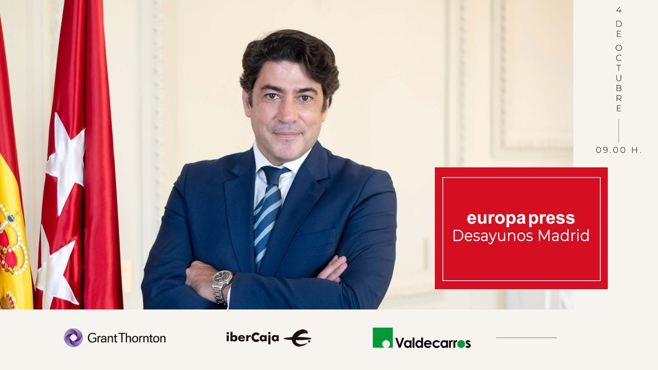 Desayuno Madrid con con el Consejero de Transportes e Infraestructuras de la Comunidad de Madrid, David Pérez, que será presentado por la presidenta de la Comunidad de Madrid, Isabel Díaz Ayuso.