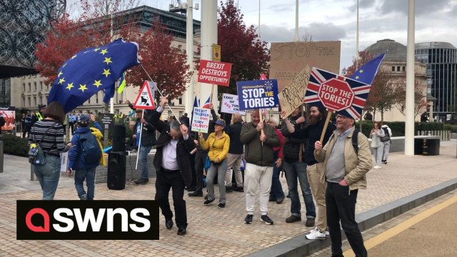 Demonstrations continue outside the Tory Party Conference in Birmingham