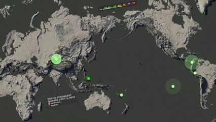 Top 10 Strongest Earthquakes (by magnitude) on Oct 3, 2022