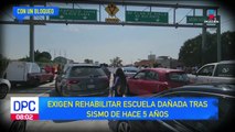 Bloquean autopista México-Cuernavaca;  exigen que kínder abra tras sismo del 2017