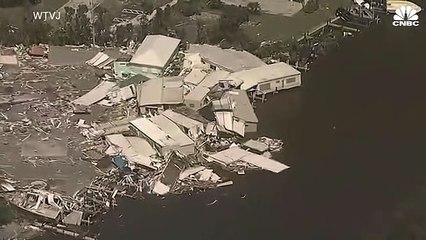 Aerial video shows Hurricane lan devastated the Sanibel Island Causeway