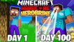 I Survived 100 DAYS as HEROBRINE in HARDCORE Minecraft!