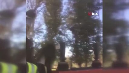 Misinaya dolanan balıkçıl kuşu itfaiye ekiplerince kurtarıldı