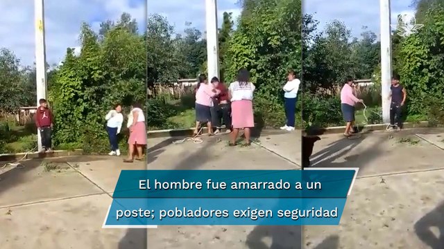 Atrapan y golpean a presuntos ladrones en Hueyapan, Puebla