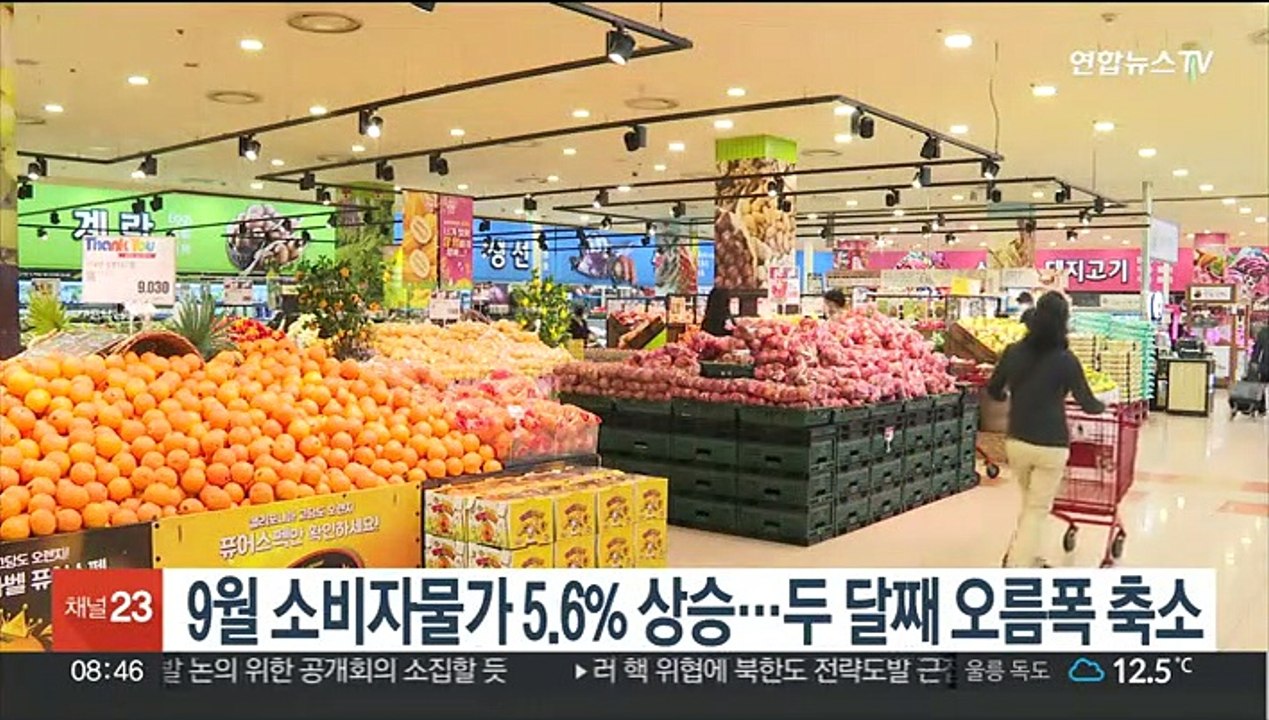 9월 소비자물가 5.6% 상승…두 달째 오름폭 축소
