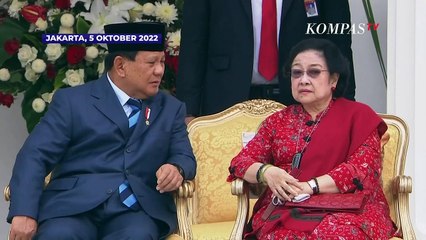 Momen Megawati dan Prabowo Akrab Bercanda di Upacara HUT ke-77 TNI