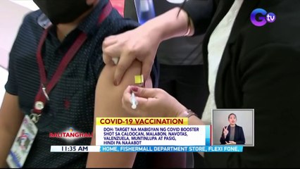 DOH: Target na mabigyan ng covid booster shot sa Caloocan, Malabon, Navotas, Valenzuela, Muntinlupa at Pasig, hindi pa naaabot | BT