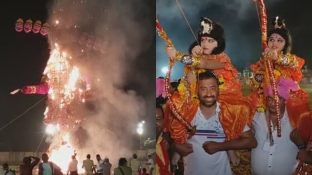 जबलपुर में पंजाबी दशहरा, धूं-धूंकर जला 61 फीट विशालकाय रावण, शानदार आतिशबाजी से रंगीन हुआ आसमान