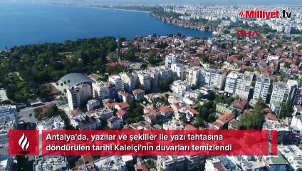 Kaleiçi'nin yazı tahtasına dönen duvarları temizlendi