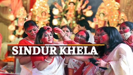 Sindur Khela In Sambalpur During Durga Puja