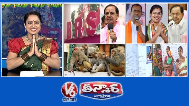 CM KCR-TRS to BRS Munugodu Bypoll 2022 Monkeys Threat To Villages Rs.5, 000 For Baby Girls V6 Teenmaar