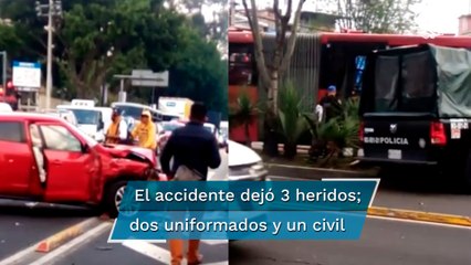 Se registra choque de Metrobús, auto particular y una patrulla en Coyoacán