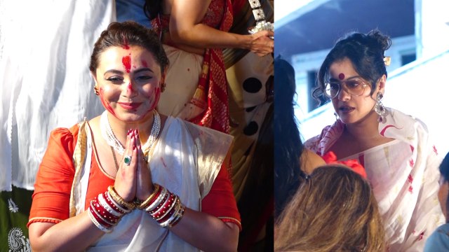 Kajol, Rani Mukherjee,Tanishaa Mukerji ने Dussehra पर जमकर खेला Sindoor, Maa Durga का लिया आशीर्वाद!