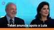 Simone Tebet anuncia apoio a Lula no 2º turno