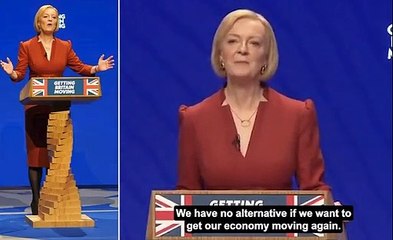 Скачать видео: Liz Truss buys herself breathing space by urging Tories to stick with her true-blue vision of taking on 'anti-growth coalition' of Labour, unions and XR - but MPs warn she must 'knock heads together' amid civil war over 45p rate