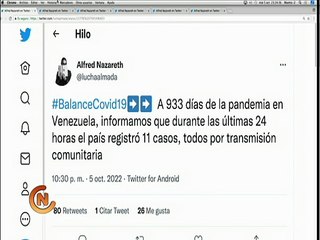 COVID-19| Venezuela registra 11 casos por transmisión comunitaria,  y 538.389  pacientes recuperados