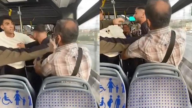 Metrobüste yüksek sesle konuşma kavgası 