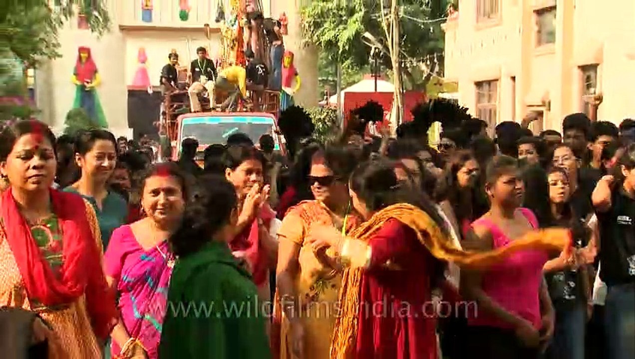 Durga Devi on a truck for Visarjan_ Durga Puja in Delhi