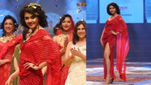 Tejasswi Prakash Red Thigh High Slit Dress Ramp Walk Video Viral |Boldsky*Entertainment