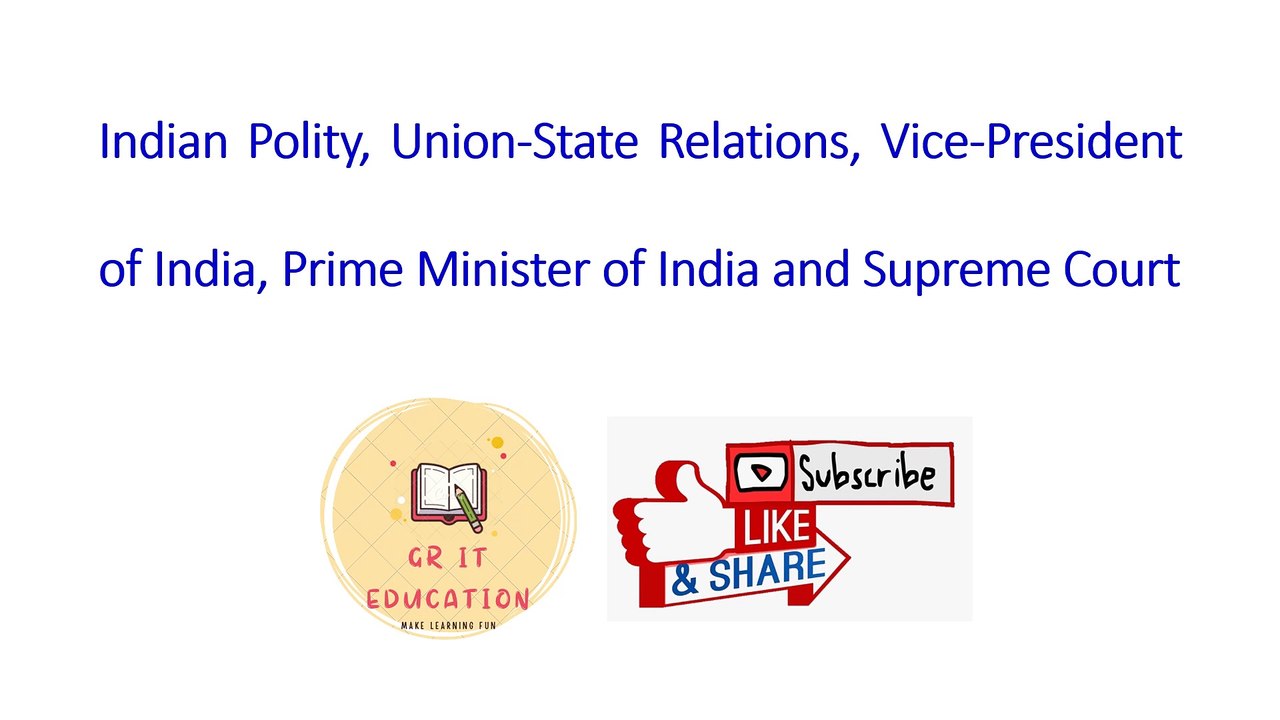 "GK Quiz and Answer" on Indian Polity|| Union-State Relations || Prime Minister and Supreme Court