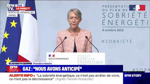 Élisabeth Borne: La sobriété énergétique, ce n'est pas produire moins et faire le choix de la décroissance