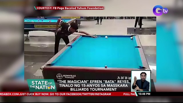 The Magician Efren Bata Reyes, tinalo ng 15-anyos sa Masskara Billiards Tournament | SONA