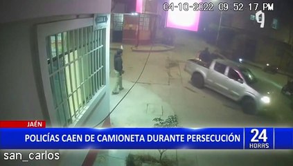 Jaén: policías se caen de camioneta durante persecución