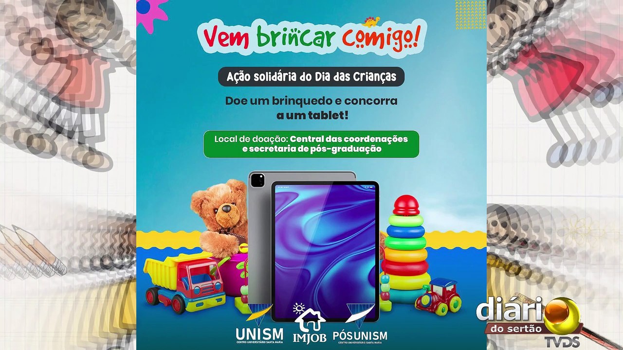 Centro Universitário Santa Maria arrecada brinquedos para doar a crianças carentes em Cajazeiras