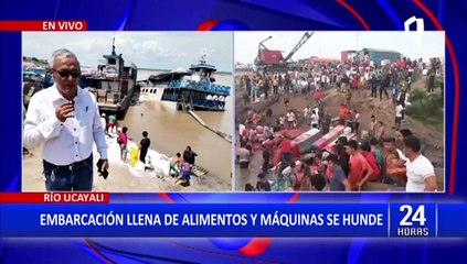 Pucallpa: embarcación con alimentos se hunde en el río y vecinos intentan llevarse la carga