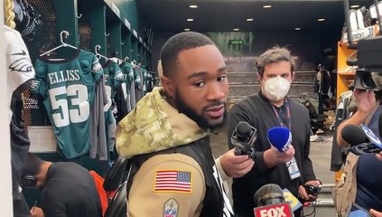 Miles Sanders at his locker on Oct. 6, 2022