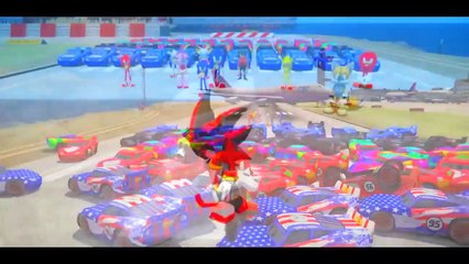 Sonic Colors & Friends Have Fun w  fly Lightning McQueen colors cars ♫Nursery Rhymes♫ Compilation