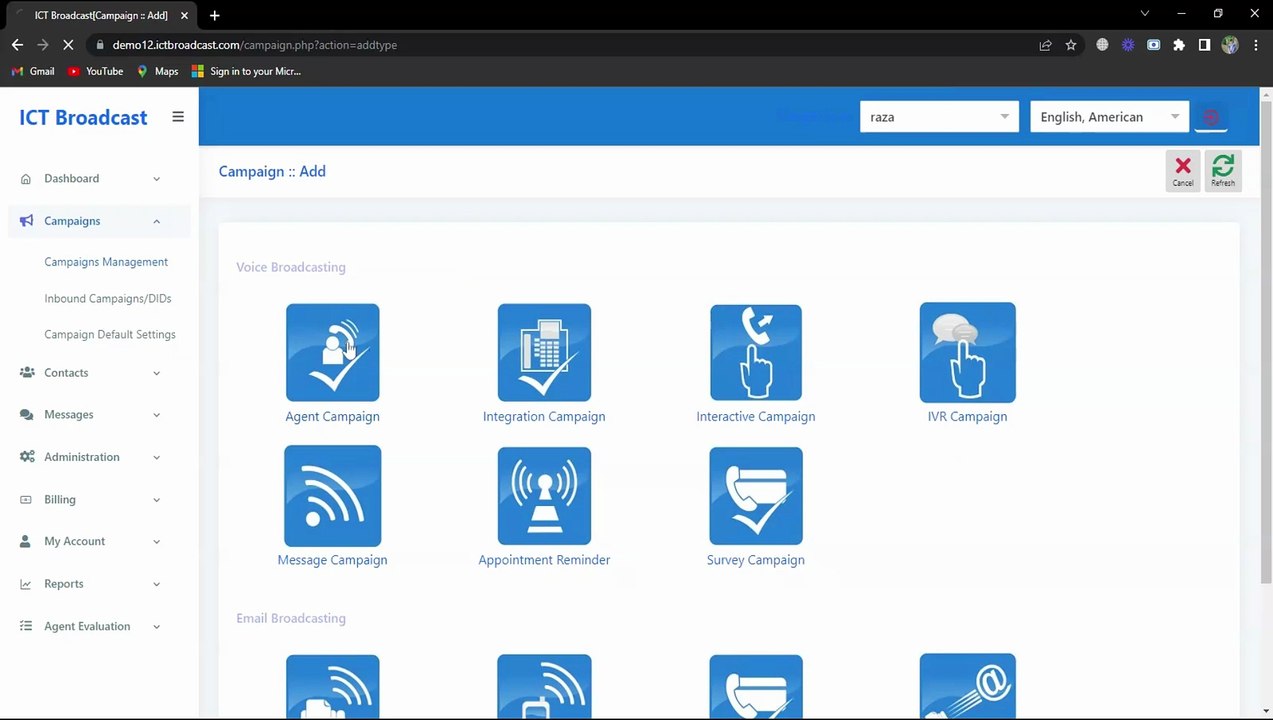 How to create a new Agent Campaign in ICTBroadcast || Auto Dialer Software