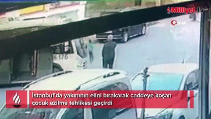 Aniden yola fırlayan çocuk ezilme tehlikesi geçirdi