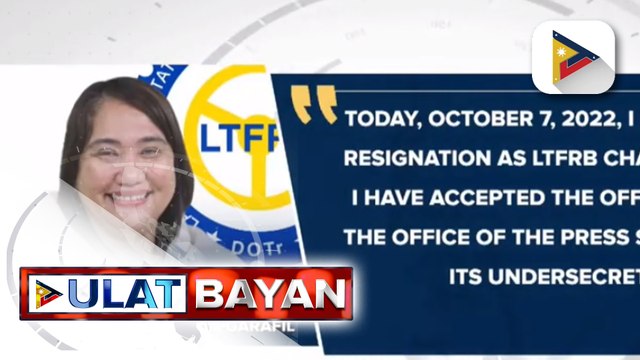 LTFBR chair Cheloy Garafil, nagbitiw sa pwesto para maupo bilang OIC ng Office of the...