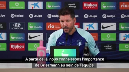 Atlético - Simeone : "On connaît l’importance de Griezmann au sein de l'équipe"