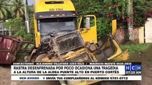 Rastra desenfrenada se vuelca en la aldea Puente Alto, de Puerto Cortés