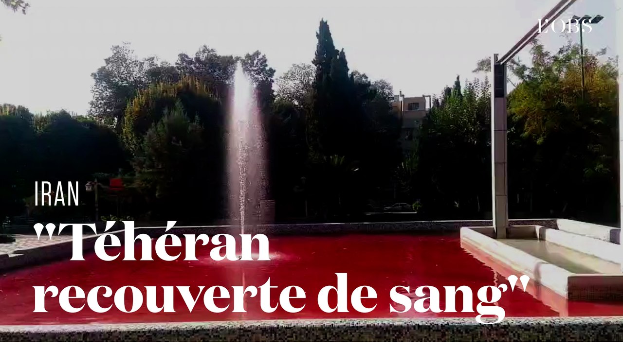 De l'eau rouge coule des fontaines de Téhéran, oeuvre d'un artiste contre la répression en Iran