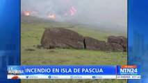 Incendio arruina los icónicos moais de la Isla de Pascua en Chile