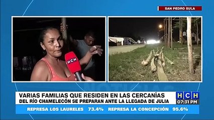 Familias que viven a la orilla del río Chamelecón preparan "Champas" en otro sector ante llegada de #Julia