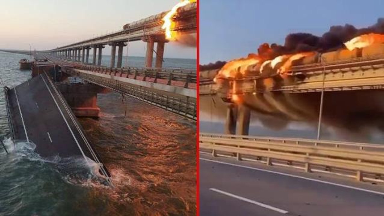 Son Dakika! Ukrayna ordusu bu sabah, Rusya'nın "Yıkılırsa kıyamet olur" dediği Kırım Köprüsü'nü bombaladı