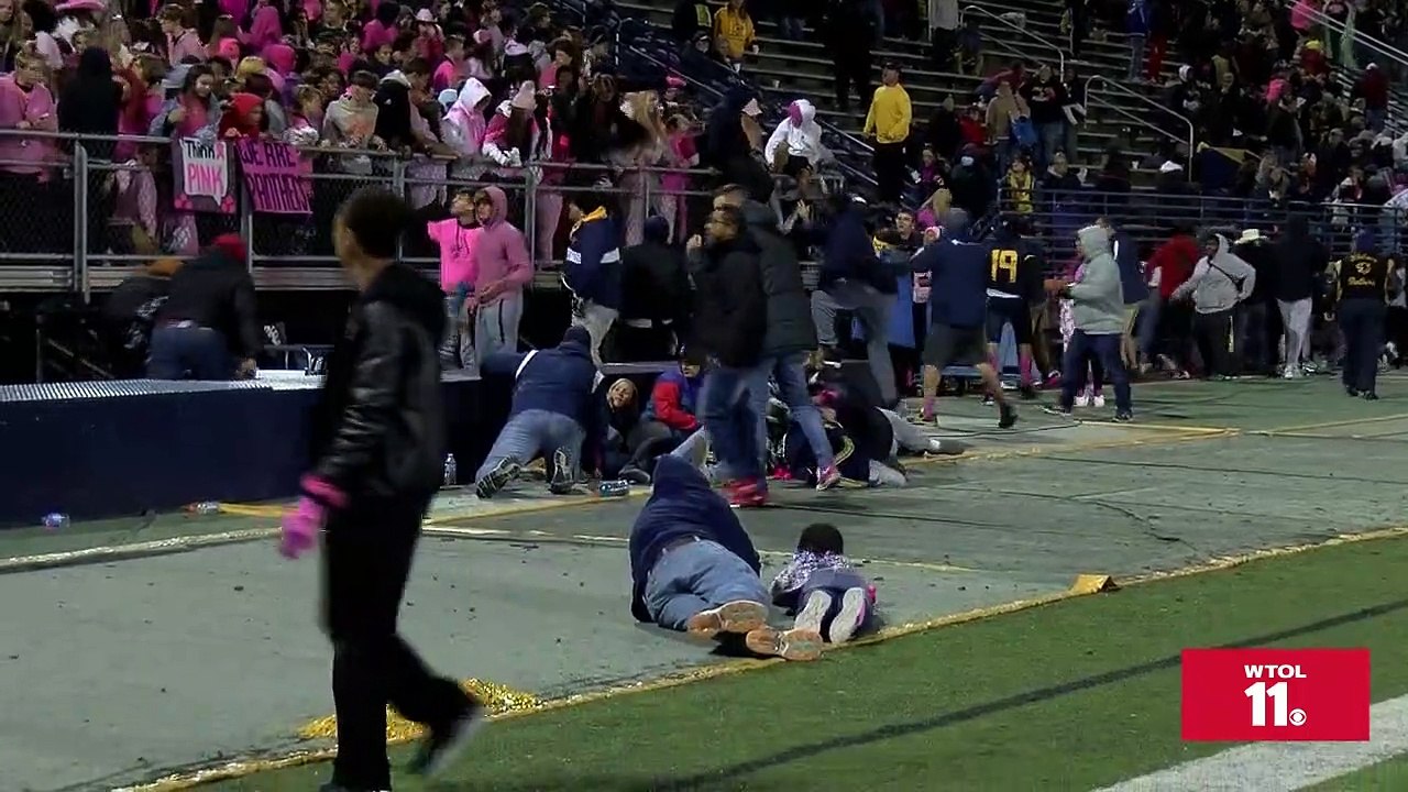 Gunfire erupts during high school football game in Toledo, Ohio. At least 3 victims