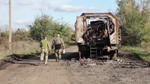 آليات عسكرية روسية مدمرة في شرق أوكرانيا