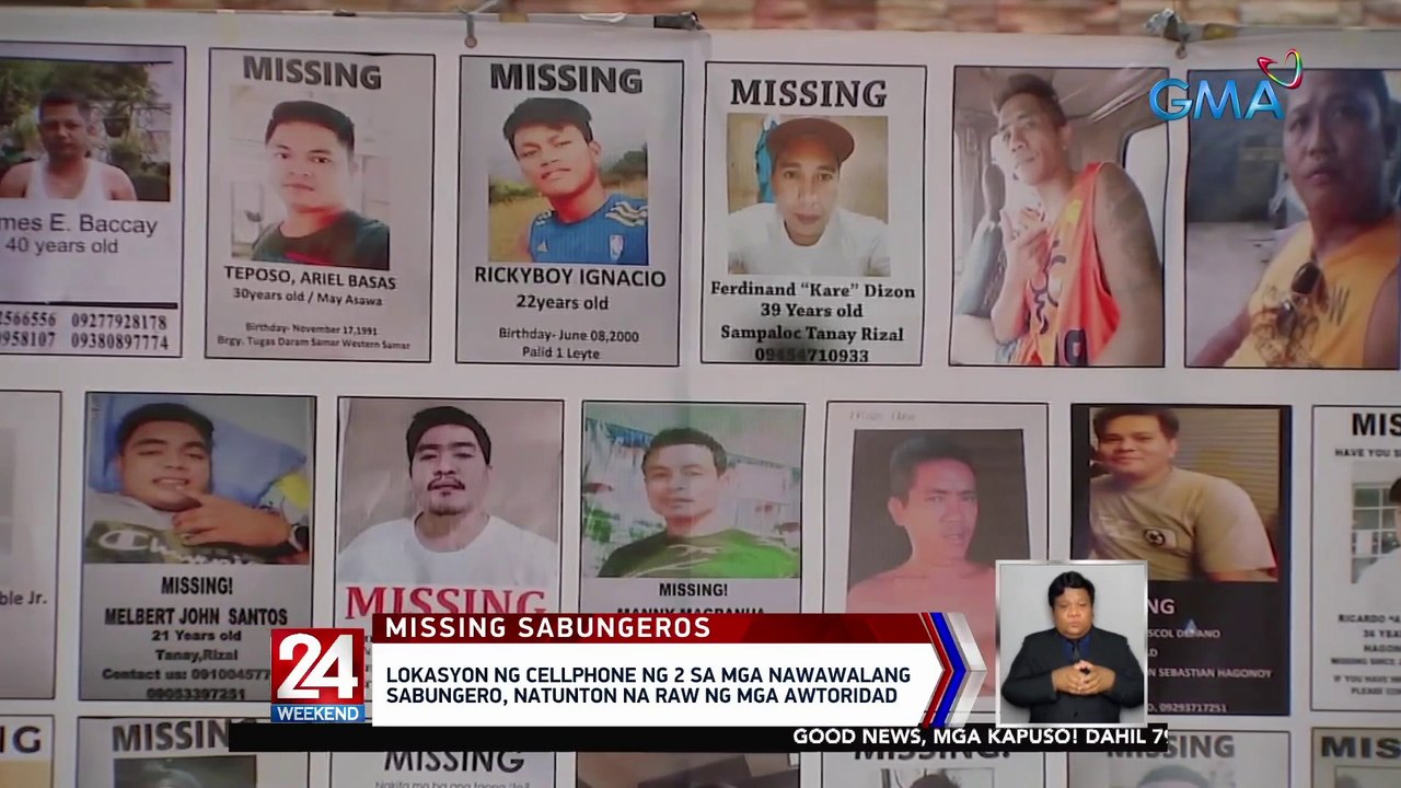 Lokasyon ng cellphone ng 2 sa mga nawawalang sabungero, natunton na raw ng mga awtoridad | 24 Oras Weekend