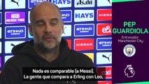 La rotunda reflexión de Guardiola sobre la comparativa Haaland-Messi: “Siempre falláis”
