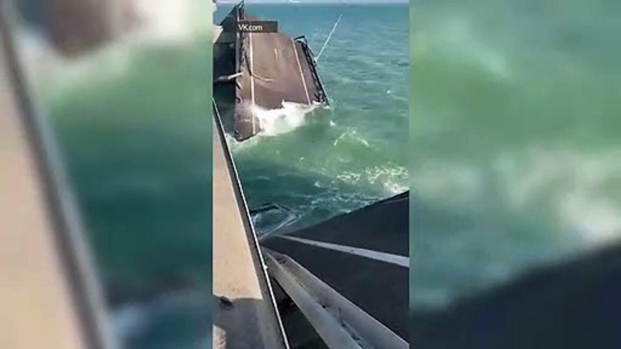 Aftermath of the massive explosion that destroyed Crimean bridge