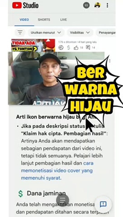 Logo Dollar Hijau di Video Klaim Hak Cipta ⁉️ Channel Youtube Cover Music Youtuber Pemula ❗