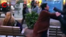 Çantasıyla çevredekilere saldırdı, gözaltına alındı