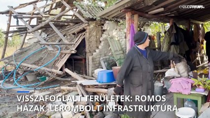 Romos házak, elpusztult infrastruktúra a visszafoglalt donyecki területeken