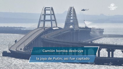 Camión bomba destruye parte de puente de Crimea, la joya de Putin