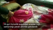 14 ayrı hırsızlık suçundan aranan kişi saklandığı yatak altında yakalandı